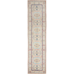 Tappeto Kazak Afghanistan Geometrico Beige Blu Tenue Blu Nav