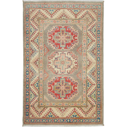 Tappeto Kazak Afghanistan Geometrico Grigio Rosso Crema Blu