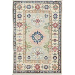 Tappeto Kazak Afghanistan Geometrico Grigio Chiaro Crema Blu