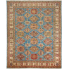 Tappeto Kazak Fine Pakistan Astratto Blu Ottanio Crema Beige