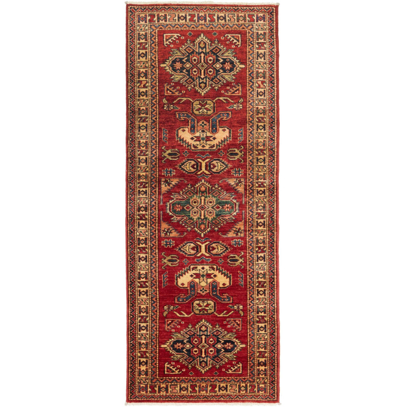 Tappeto Kazak Fine Pakistan Astratto Rosso Profondo Crema Bl