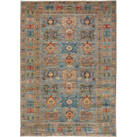 Tappeto Kazak Fine Pakistan Astratto Blu Muted Grigioblu Ter