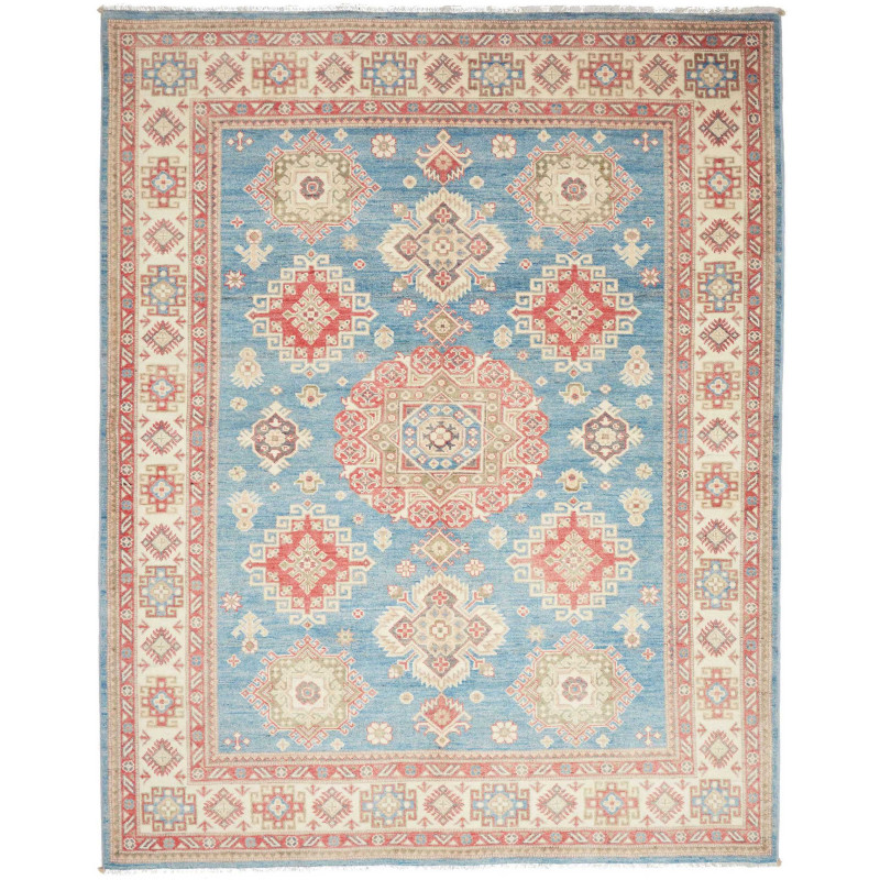 Tappeto Kazak Afghanistan Geometrico Blu Cielo Crema Beige T