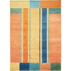 Tappeto Barjesta Pakistan Astratto Arancio Giallo Blu Azzurr