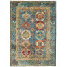 Tappeto Tribal Pakistan Astratto Blu Petrolio Beige Oro Ross
