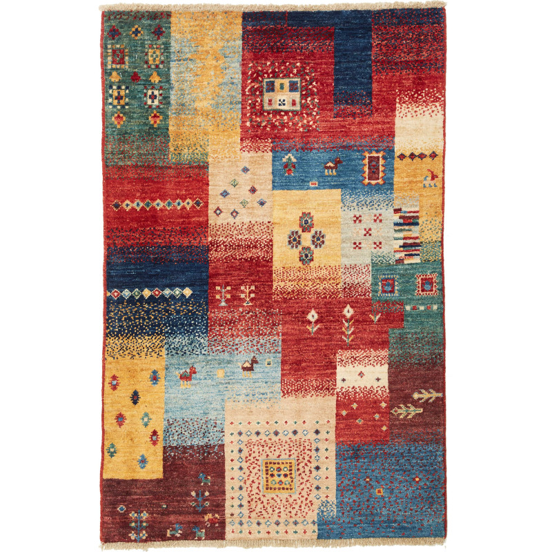 Tappeto Mosaic Pakistan Geometrico Rosso Blu Giallo Beige Ve