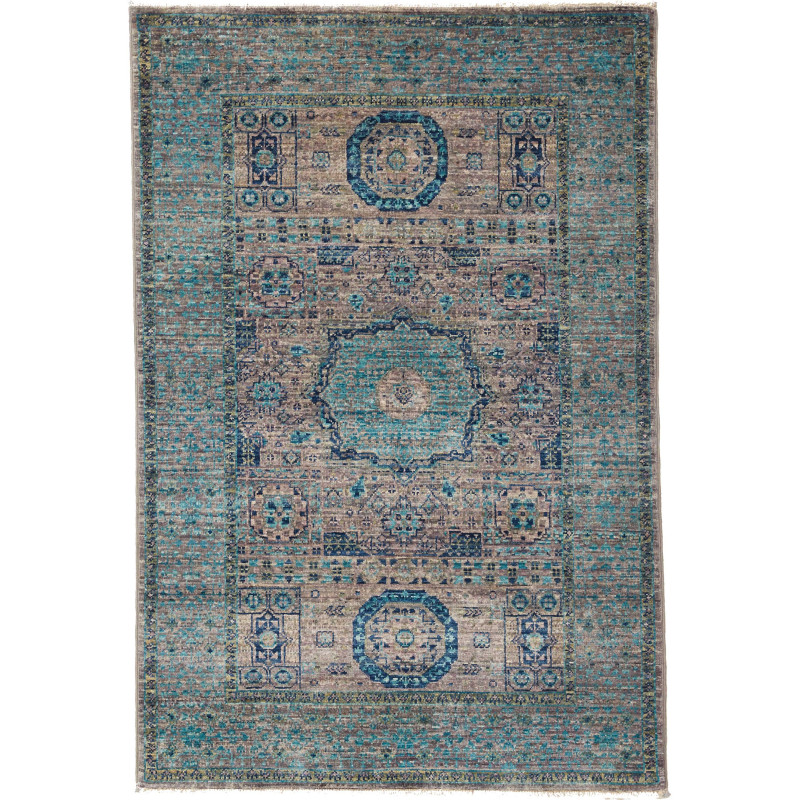 Tappeto Mamlouk Pakistan Medaglione Blu Petrolio Turchese Ch