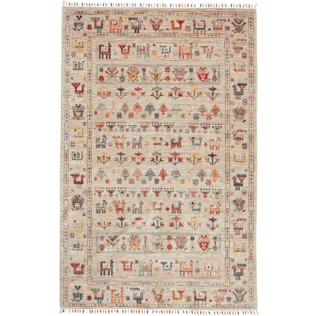 Tappeto Rubin Pakistan Astratto Beige Rosso Blu Giallo Aranc