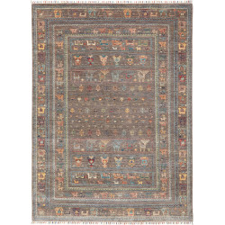 Tappeto Rubin Pakistan Astratto Marrone Grigio Talpa Blu Gia