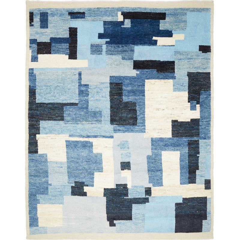 Tappeto Gabbeh Marrakech Pakistan Astratto Blu Bianco Crema