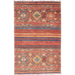 Tappeto Rubin Pakistan Geometrico Rosso Mattone Blu Petrolio