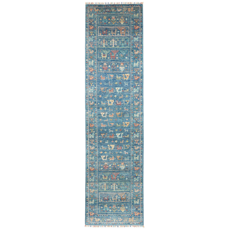 Tappeto Rubin Pakistan Astratto Blu Petrolio Terracotta Beig