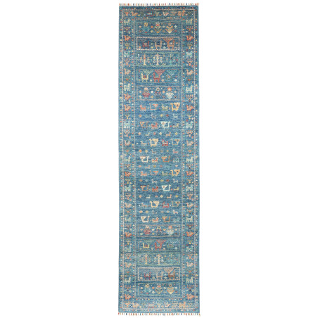 Tappeto Rubin Pakistan Astratto Blu Petrolio Terracotta Beig
