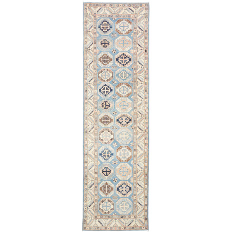 Tappeto Kazak Afghanistan Astratto Celeste Crema Beige Blu S