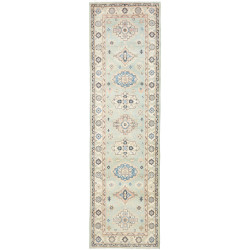 Tappeto Kazak Afghanistan Geometrico Azzurro Verde Acqua Cre
