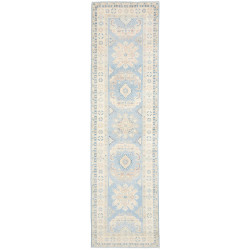 Tappeto Kazak Afghanistan Astratto Celeste Crema Beige Sabbi