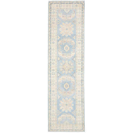 Tappeto Kazak Afghanistan Astratto Celeste Crema Beige Sabbi