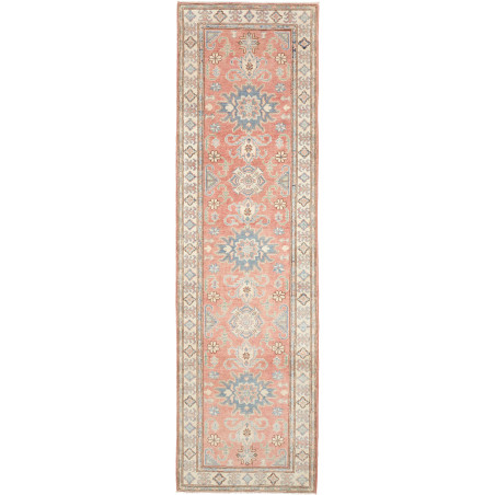 Tappeto Kazak Afghanistan Geometrico Salmone Rosato Blu Crem