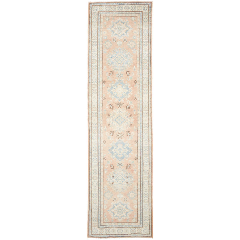 Tappeto Kazak Afghanistan Geometrico Rosa Pesca Chiaro Sbiad