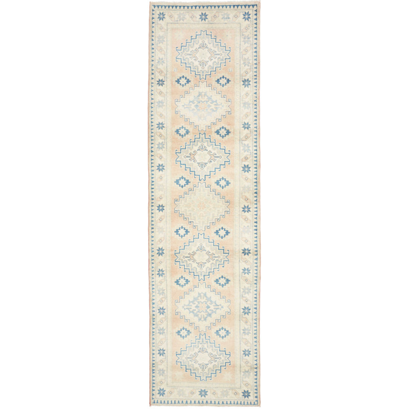 Tappeto Kazak Afghanistan Astratto Beige Pesca Azzurro Chiar