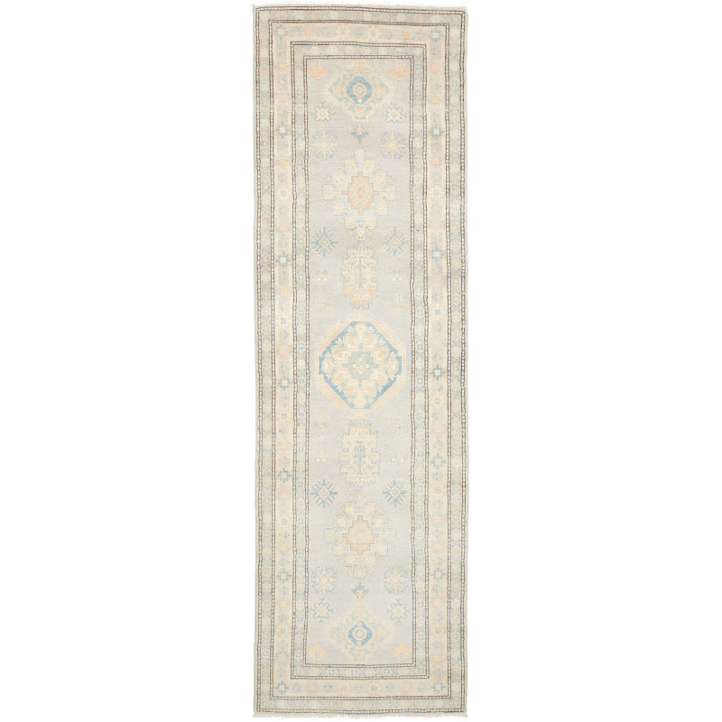 Tappeto Kazak Afghanistan Geometrico Grigio Chiaro Azzurro C