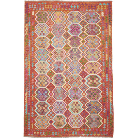 Tappeto Kilim Afghanistan Astratto Rust Arancione Terracotta