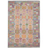Tappeto Kilim Afghanistan Astratto Blu Grigio Fucsia Arancio