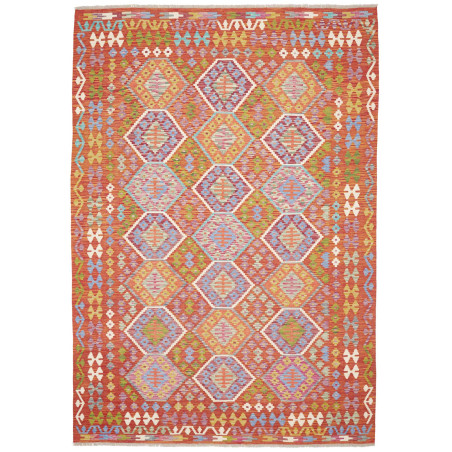 Tappeto Kilim Afghanistan Geometrico Arancione Terracotta Bl