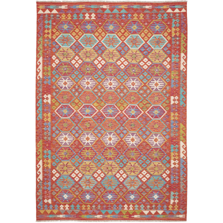 Tappeto Kilim Afghanistan Geometrico Terracotta Multicolore
