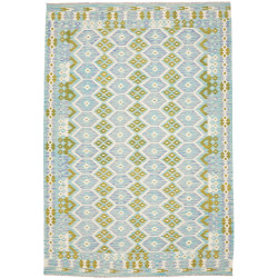 Tappeto Kilim Afghanistan Geometrico Azzurro Turchese Blu Av