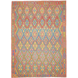Tappeto Kilim Afghanistan Geometrico Rosso Terracotta Rosa T