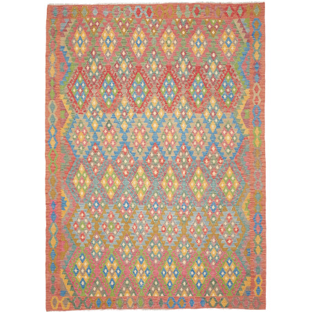 Tappeto Kilim Afghanistan Geometrico Rosso Terracotta Rosa T