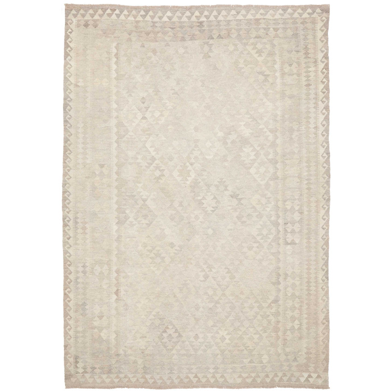 Tappeto Kilim Afghanistan Geometrico Beige Grigio Chiaro Cre