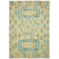 Tappeto Kilim Afghanistan Astratto Beige Chiaro Verde Salvia