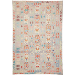 Tappeto Kilim Afghanistan Geometrico Grigio Multicolore Past