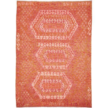 Tappeto Kilim Afghanistan Astratto Arancio Terracotta Rosa C