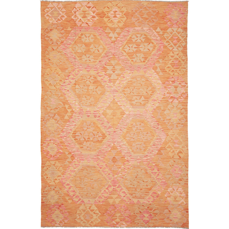 Tappeto Kilim Afghanistan Astratto Arancio Pesca Rosa Chiaro