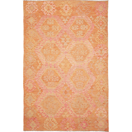 Tappeto Kilim Afghanistan Astratto Arancio Pesca Rosa Chiaro