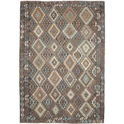 Tappeto Kilim Afghanistan Geometrico Marrone Grigio Petrolio