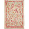 Tappeto Kilim Afghanistan Geometrico Rosso Chiaro Blu Tenue