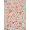 Tappeto Kilim Afghanistan Geometrico Rosa Pesca Azzurro Beig