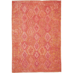 Tappeto Kilim Afghanistan Geometrico Arancione Corallo Pesca