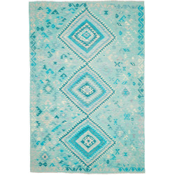 Tappeto Kilim Afghanistan Astratto Turchese Blu Aqua Crema 2