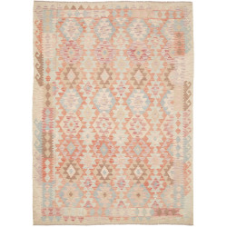 Tappeto Kilim Afghanistan Geometrico Crema Beige Pesca Blu C
