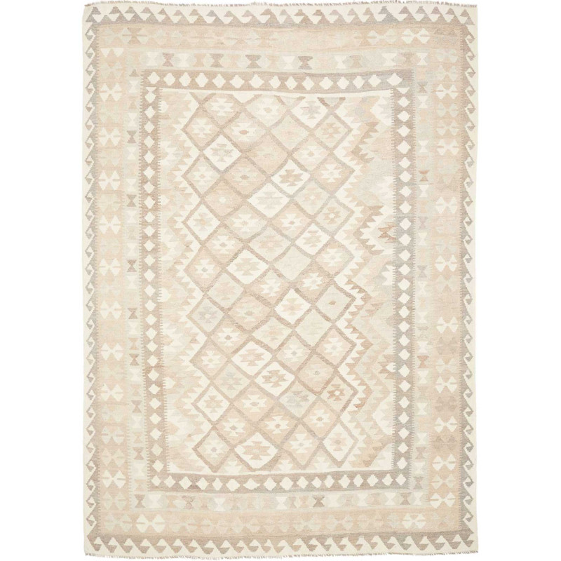 Tappeto Kilim Afghanistan Astratto Beige Crema Marrone Chiar