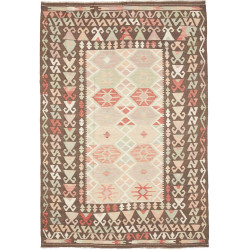 Tappeto Kilim Afghanistan Geometrico Marrone Beige Corallo V