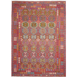 Tappeto Kilim Afghanistan Astratto Rosso Multicolore 249x350