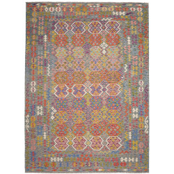 Tappeto Kilim Afghanistan Geometrico Blu Grigio Arancione Gi