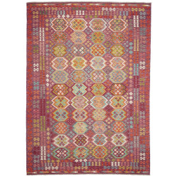 Tappeto Kilim Afghanistan Astratto Bordeaux Prugna Turchese