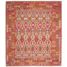Tappeto Kilim Afghanistan Astratto Arancione Rosso Vivace Az